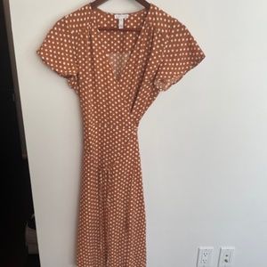 Copper/Ivory Polka Dot Wrap Dress from Leith